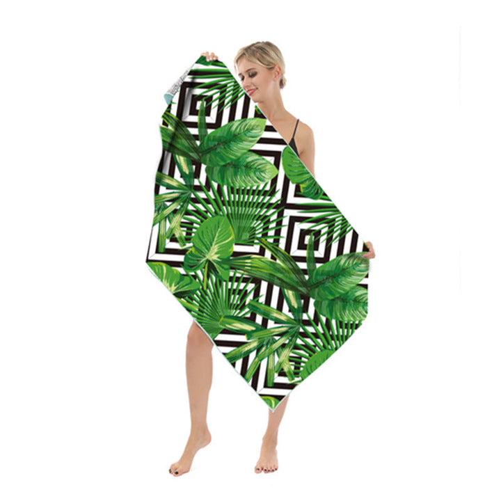Beach towel with modern leaf and geometric design Kalsten