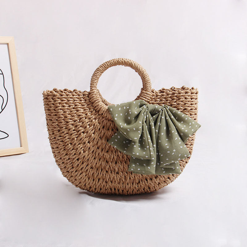 Braided basket bag with decorative scarf Kalsten