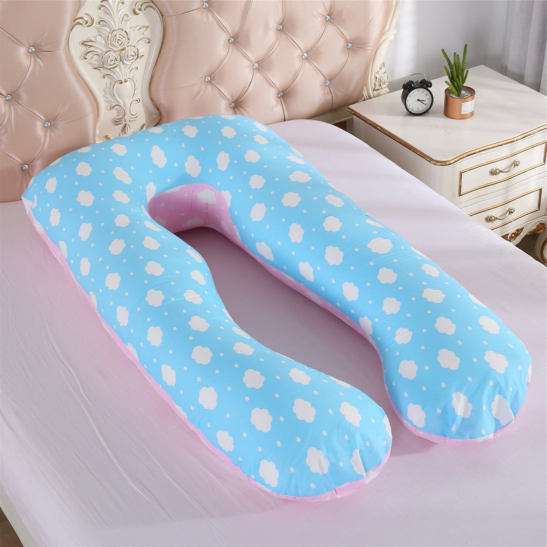 full-body U-shaped pregnancy support pillow with ergonomic lumbar and hip contour and removable breathable cover Kalsten
