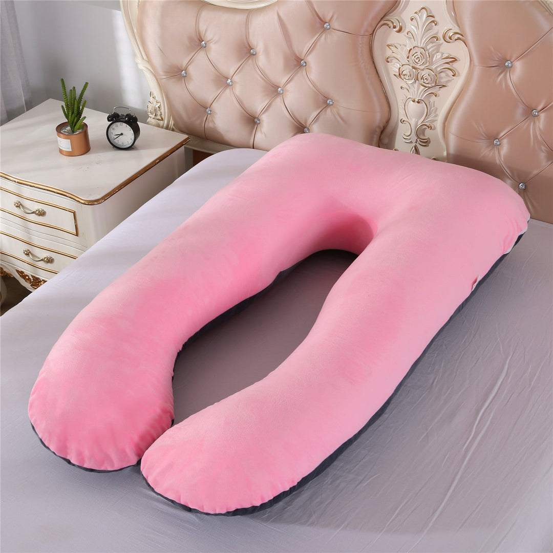 full-body U-shaped pregnancy support pillow with ergonomic lumbar and hip contour and removable breathable cover Kalsten