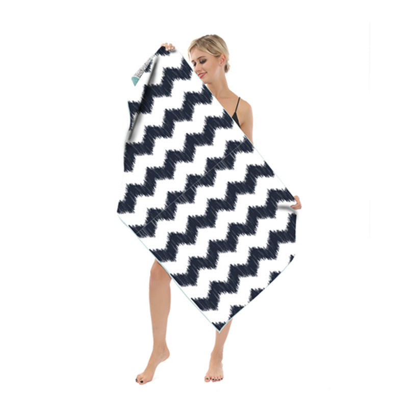 Beach towel with modern leaf and geometric design Kalsten