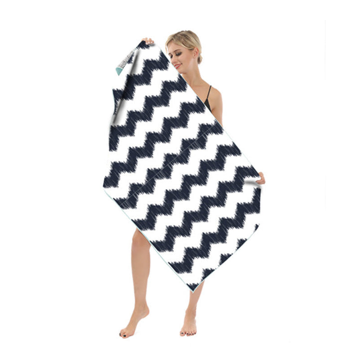 Beach towel with modern leaf and geometric design Kalsten
