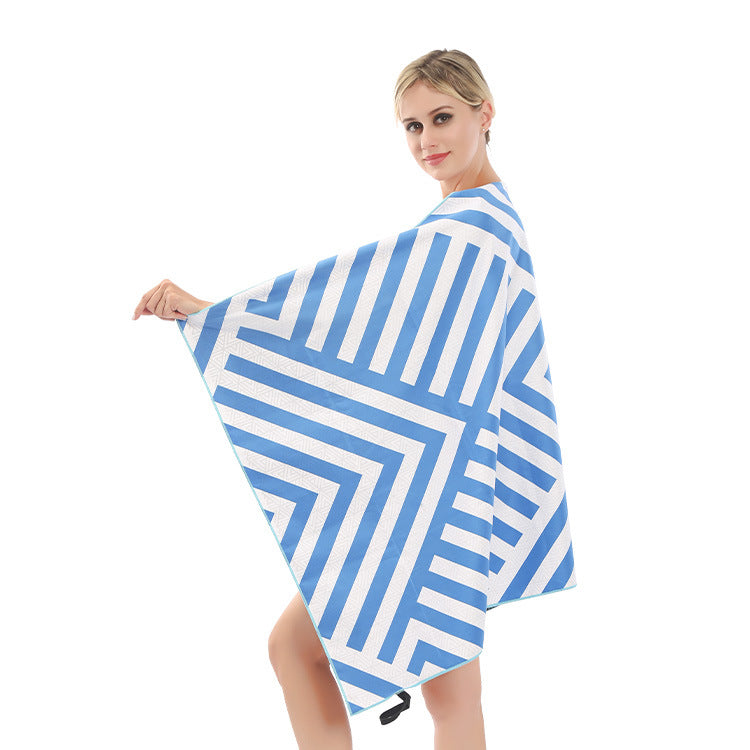 Beach towel with modern leaf and geometric design Kalsten