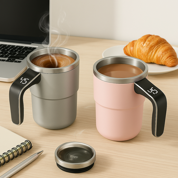 Self-Stirring Coffee Cup with Temperature Display