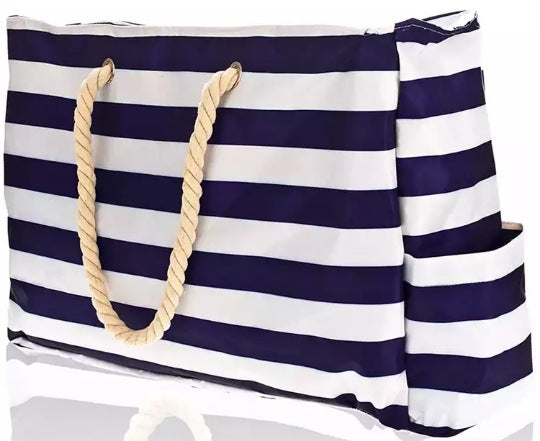 Large beach bag with nautical stripe pattern Kalsten