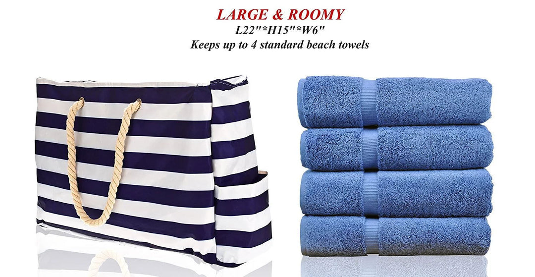 Large beach bag with nautical stripe pattern Kalsten