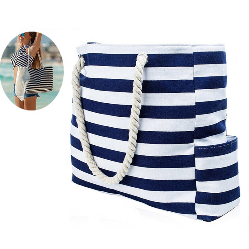 Large beach bag with nautical stripe pattern Kalsten