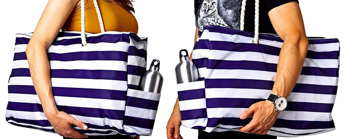 Large beach bag with nautical stripe pattern Kalsten