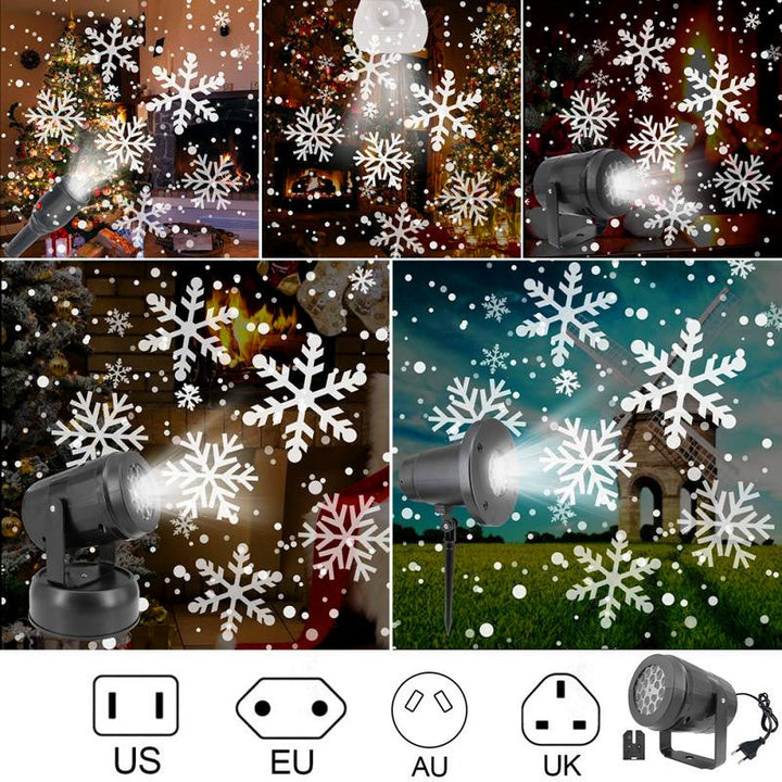Outdoor LED Snowflake Christmas Projector (16 Patterns)