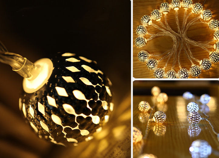 Skanto | Solar Light Sources Moroccan Ball Colorful LED Christmas Lighting Iron Balls Decoration Outdoor Light Sources