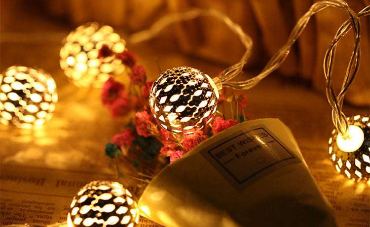 Skanto | Solar Light Sources Moroccan Ball Colorful LED Christmas Lighting Iron Balls Decoration Outdoor Light Sources