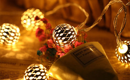 Skanto | Solar Light Sources Moroccan Ball Colorful LED Christmas Lighting Iron Balls Decoration Outdoor Light Sources