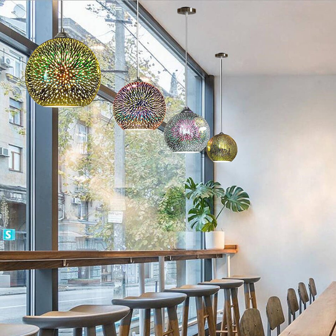 Kalsten | Modern creative 3D colorful firework glass 1-light dome pendant lamp