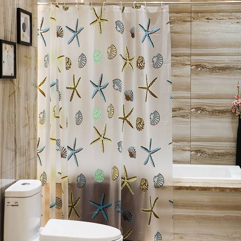 Coastal Sea Life Print Shower Curtain Kalsten