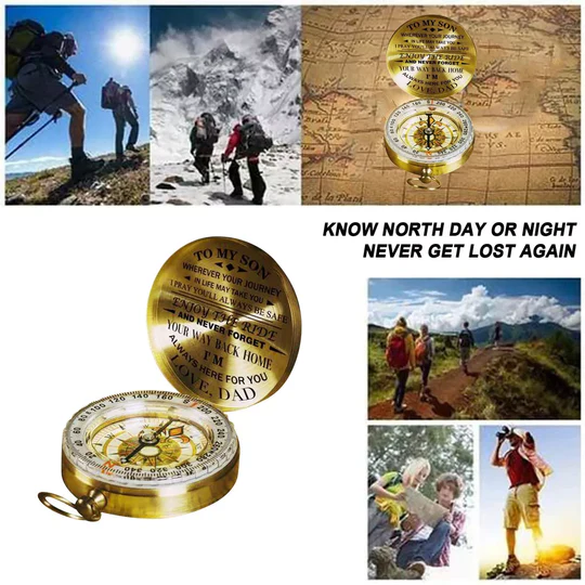Kalsten | Dad To Son - Enjoy The Ride - Compass Lettering Multi-Function Compass