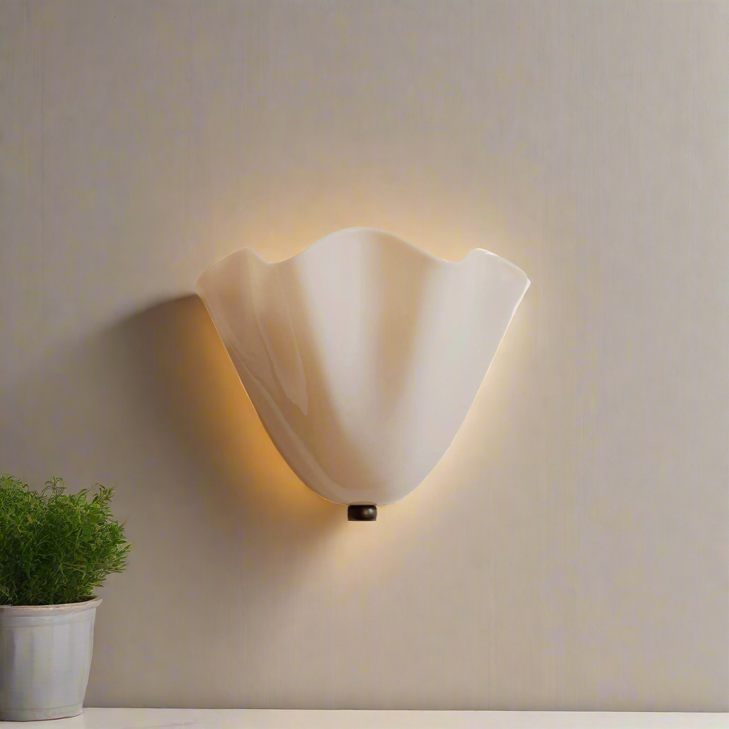 Kalsten | Retro Wall Lamp of Colored Glass in Skirt-Shaped Shell Pattern
