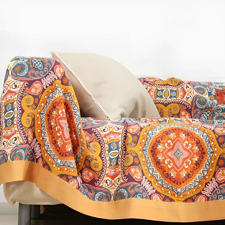 Sunrise Boho Reversible Blanket, 100% Cotton Cooling Quilt | Kalsten