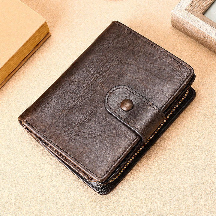 Premium Textured Leather Zipper Wallet