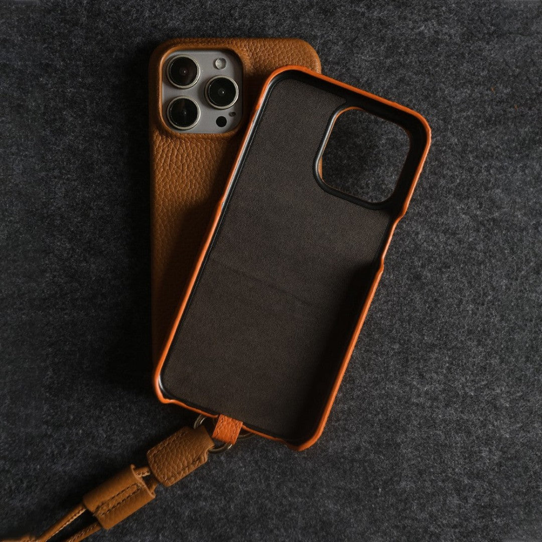 Genuine Leather Phone Case with Crossbody Strap