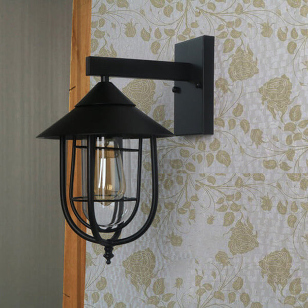 Vintage Industrial Iron Lantern Indoor Outdoor 1-Light Wall Sconce Lamp | Kalsten