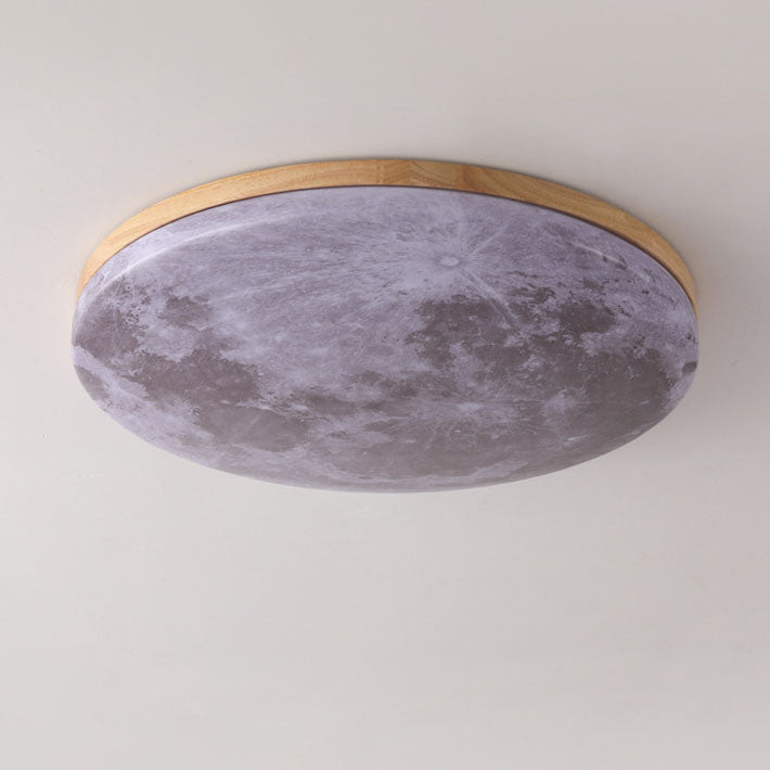 Flush Mount Ceiling Light Wood 14.96 in Modern Hallway Living Room Bedroom LED Fixture 24W 2400lm | Kalsten