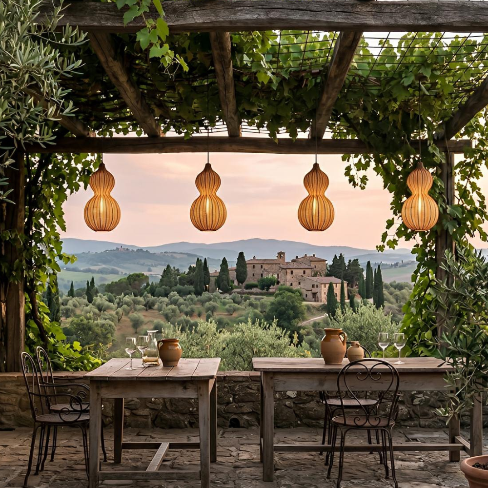 Handwoven Rattan Outdoor Pendant Light, IP65