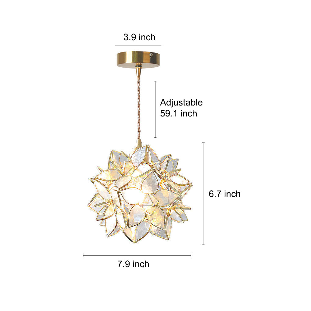 Glass Gardenia Petals Romantic Warm LED French Style Pendant Lights Fixture | Kalsten