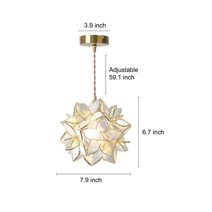 Glass Gardenia Petals Romantic Warm LED French Style Pendant Lights Fixture | Kalsten