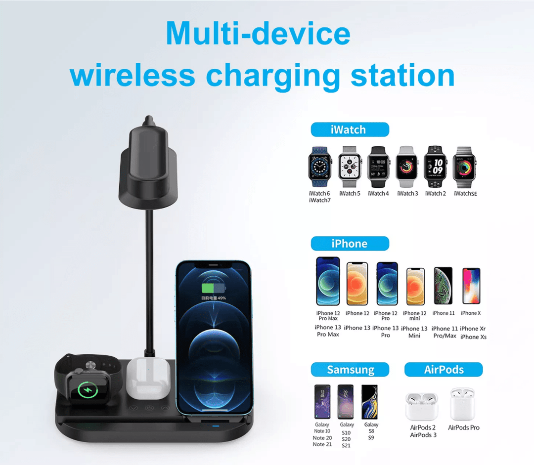 LED table lamp with dimmer and wireless charger for smartphones (4-in-1) | Kalsten