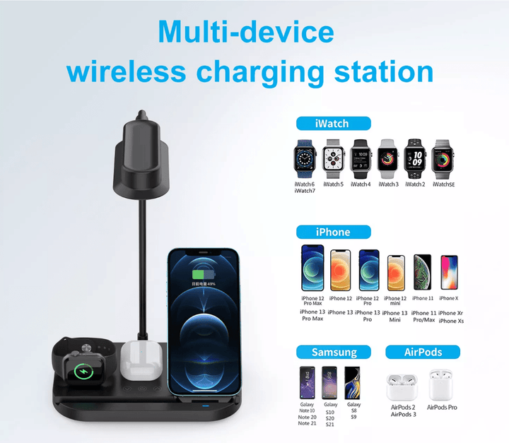 LED table lamp with dimmer and wireless charger for smartphones (4-in-1) | Kalsten