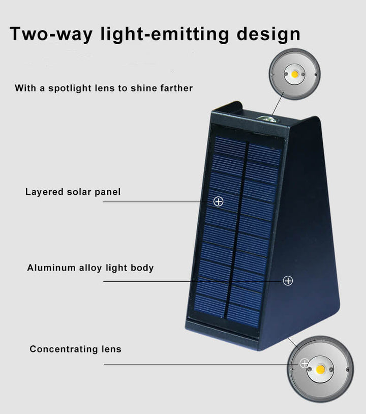 Simple Solar Trapezoid Outdoor Waterproof Up and Down Lights LED Wall Sconce Lamp | Kalsten