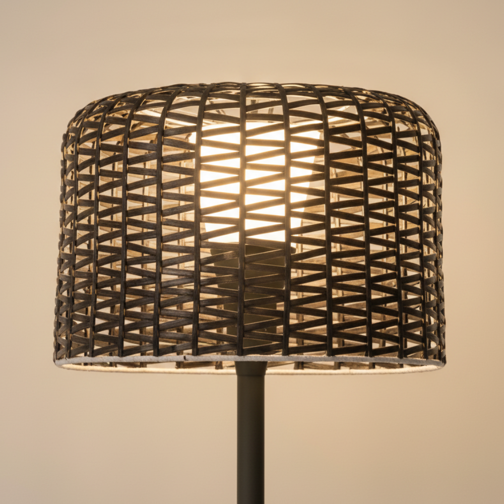 Solar Rattan Outdoor Patio Floor Lamp