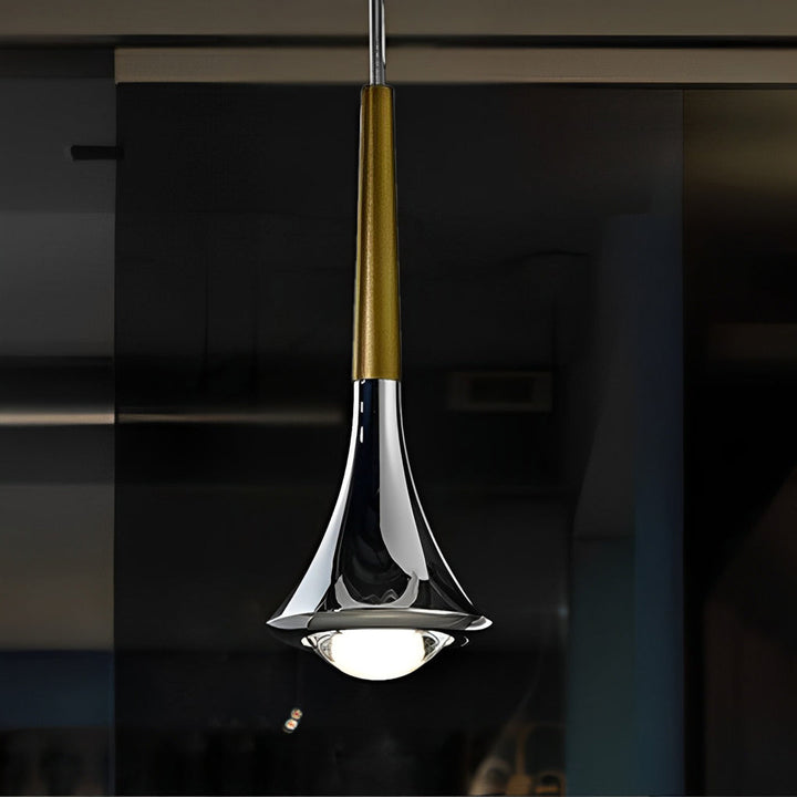 1-Light Water Drop Metal LED Nordic Staircase Pendant Lights Small Chandelier | Kalsten
