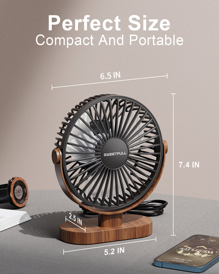 6.5 Inch USB Small Desk Fan for Home Office Car Outdoor Travel | Kalsten