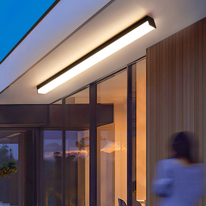 Modern Minimalist Long Rectangle Aluminum PC LED Flush Mount Ceiling Light For Outdoor Patio | Kalsten
