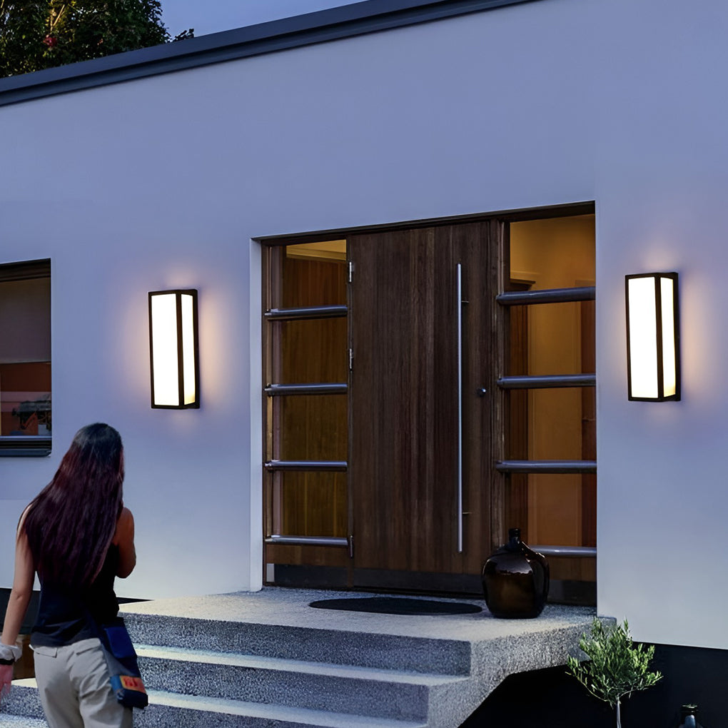 Rectangle LED Waterproof Motion Sensor Black Modern Wall Sconce Lighting | Kalsten
