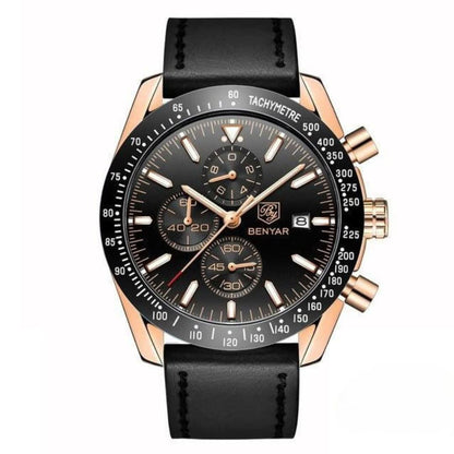 BowLift | Men’s Waterproof Quartz Watch with Leather Strap