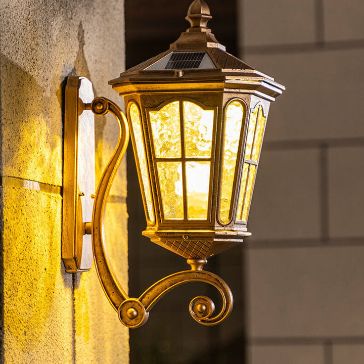 European Solar Outdoor Lantern Aluminum Glass Waterproof 1-Light Wall Sconce Lamp | Kalsten