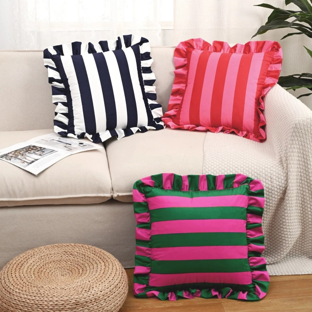 Kalsten | Retro Striped Ruffle Cushion Cover
