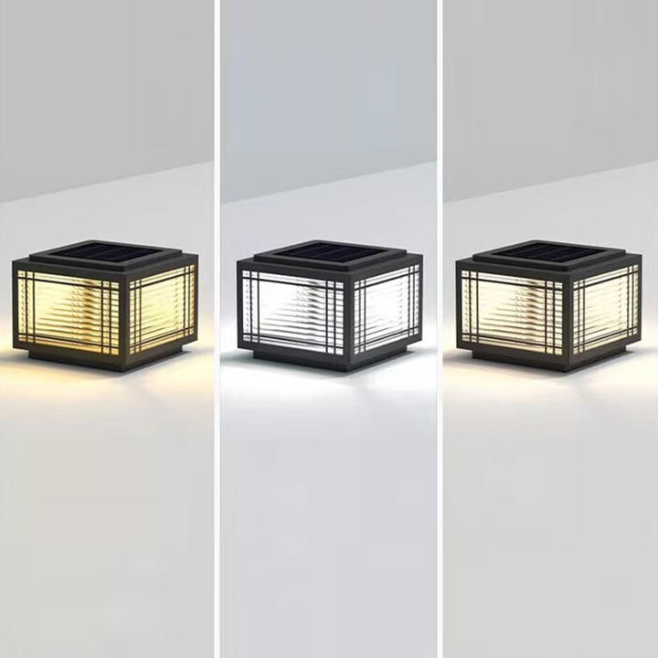 Traditional Chinese Square Aluminum Glass 1-Light Post Head Light For Garden | Kalsten
