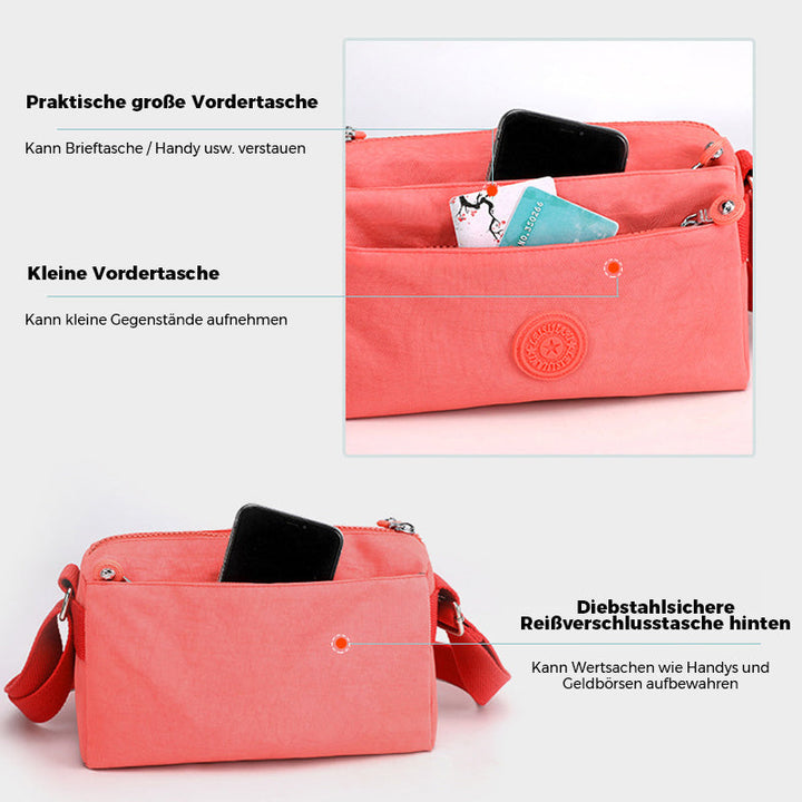 Women's Casual Multi-layer Fashionable Simple Shoulder Bag Made of Nylon | Kalsten