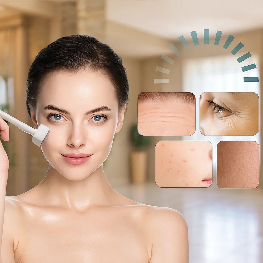 RevitaGlow | Microneedling Derma Stamp – Adjustable Depth – 140 Needles – Skin & Hair Rejuvenation Noxord