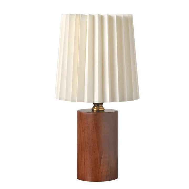Vintage Korean Pleated Column Solid Wood Base 1-Light Table Lamp | Kalsten