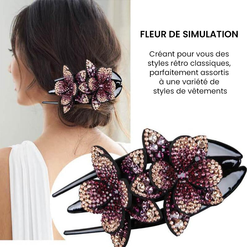 Double Flower Rhinestone Hair Pin | Kalsten