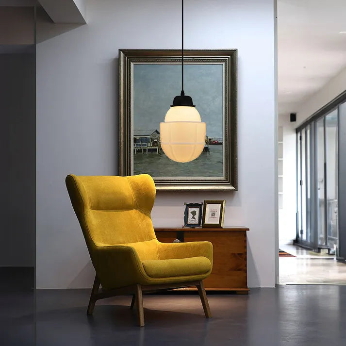 Vintage Geometric Hanging Lamp made of Matte Glass – Retro Pendant Light for Dining Room | Kalsten