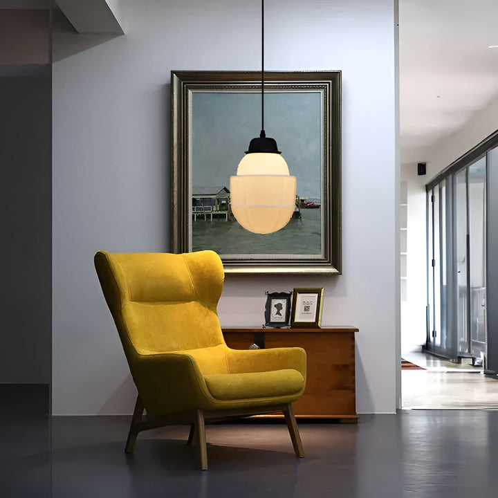 Hanging lamp made of milk glass – Vintage design with geometric glass | Kalsten