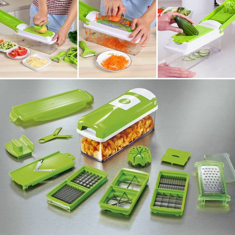 SlicePro 12-in-1 Vegetable Slicer – Multifunctional Cutting and Grating System for the Kitchen | Kalsten