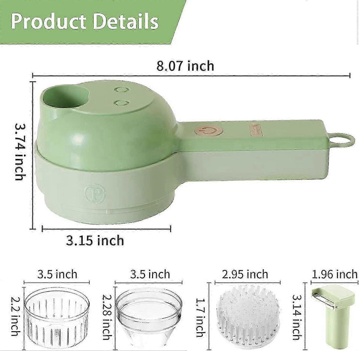 SnijGemak 4-in-1 Electric Vegetable Slicer – Rechargeable & With Collection Bin | Kalsten