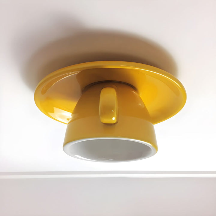 Ceiling Light Ceramic Coffee Cup Shape Indoor Bedroom Living Room Decorative Flush Mount LED Fixture | Kalsten