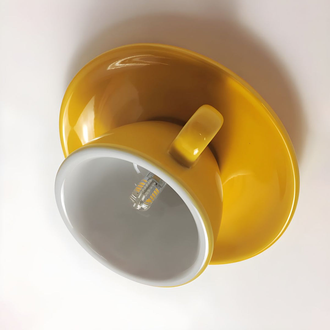 Ceiling Light Ceramic Coffee Cup Shape Indoor Bedroom Living Room Decorative Flush Mount LED Fixture | Kalsten